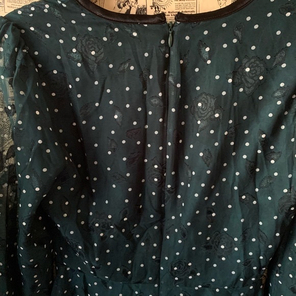 Moon river Forest Green Polka Dot Print Dress XS - Picture 8 of 13